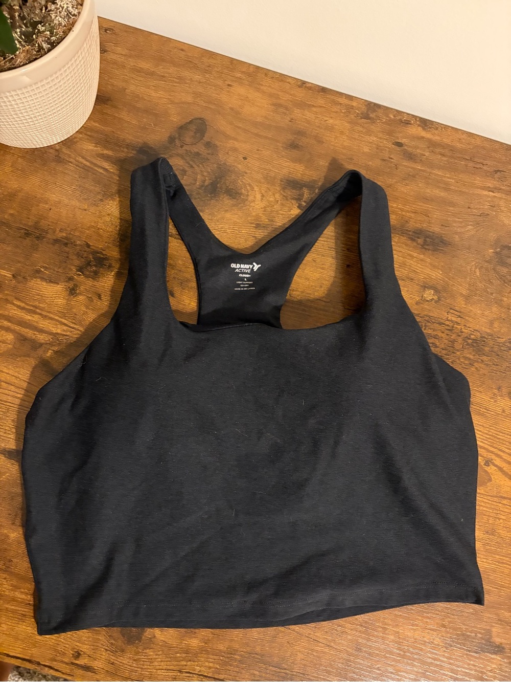 Old Navy Active Cloud+ Black Racerback Sports Crop